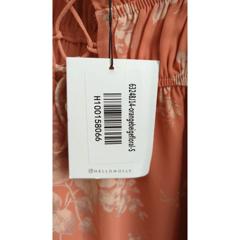 Hello Molly Sweet Harmony Romper Orange Floral Mini Vacation Balloon Slv 4 S - Picture 12 of 13